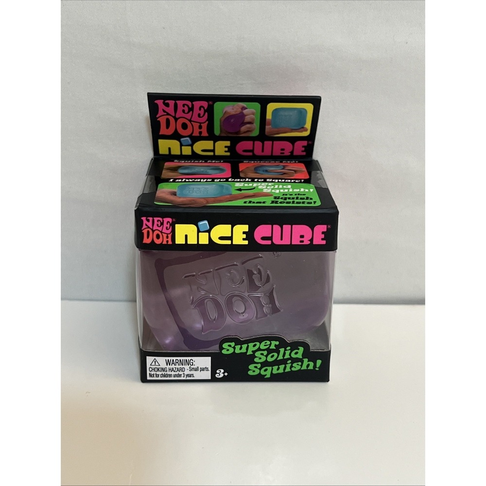 NeeDoh NICE CUBE Super Solid Squish! Purple Squishy Fidget Toy by Schylling